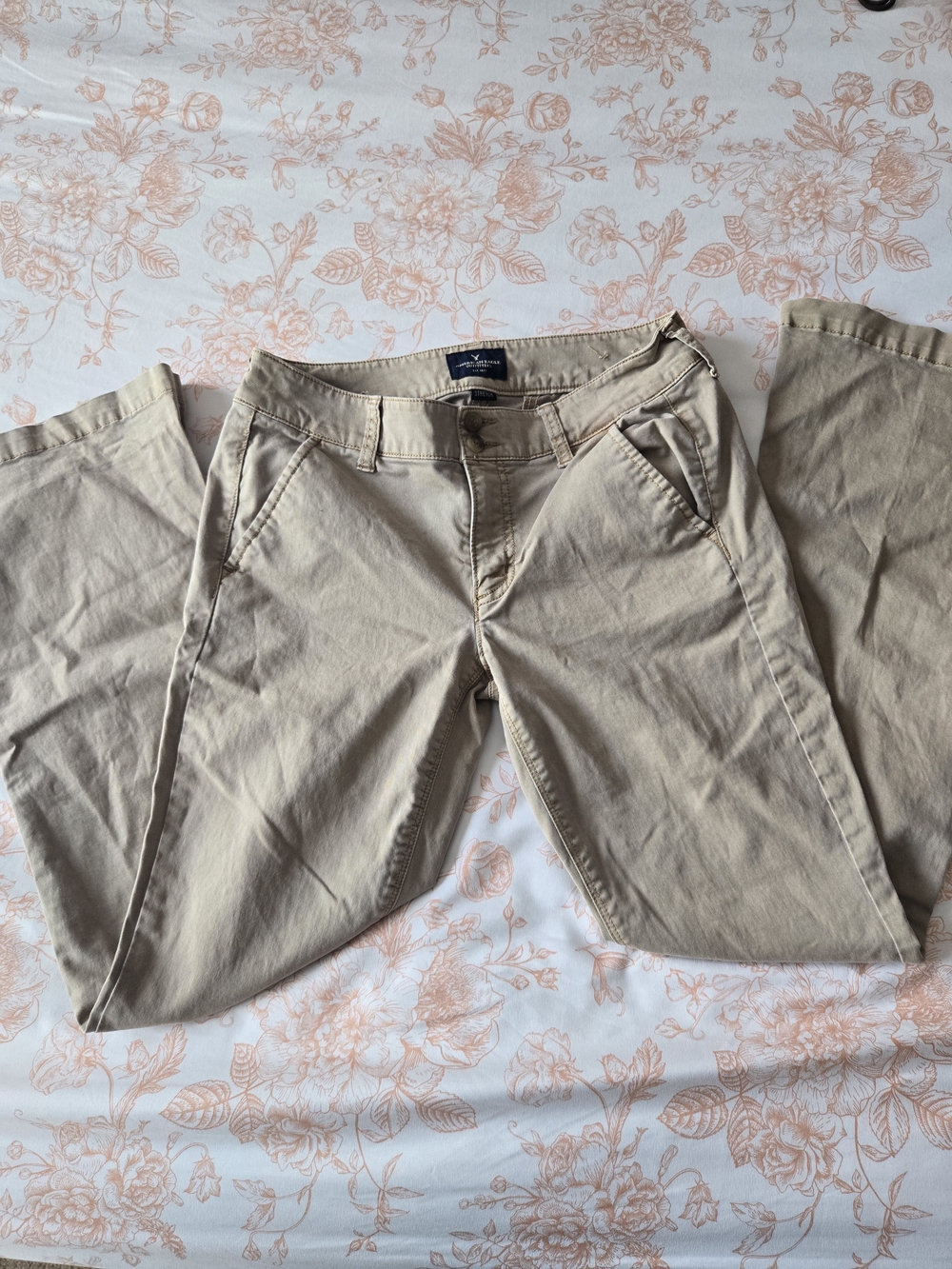 Womens Khaki Straight Fit Chino Pants